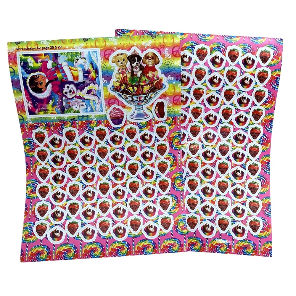 Vtg Lisa Frank‎ Chocolate Covered Strawberry Bonbon Truffle Husky Sundae Sticker